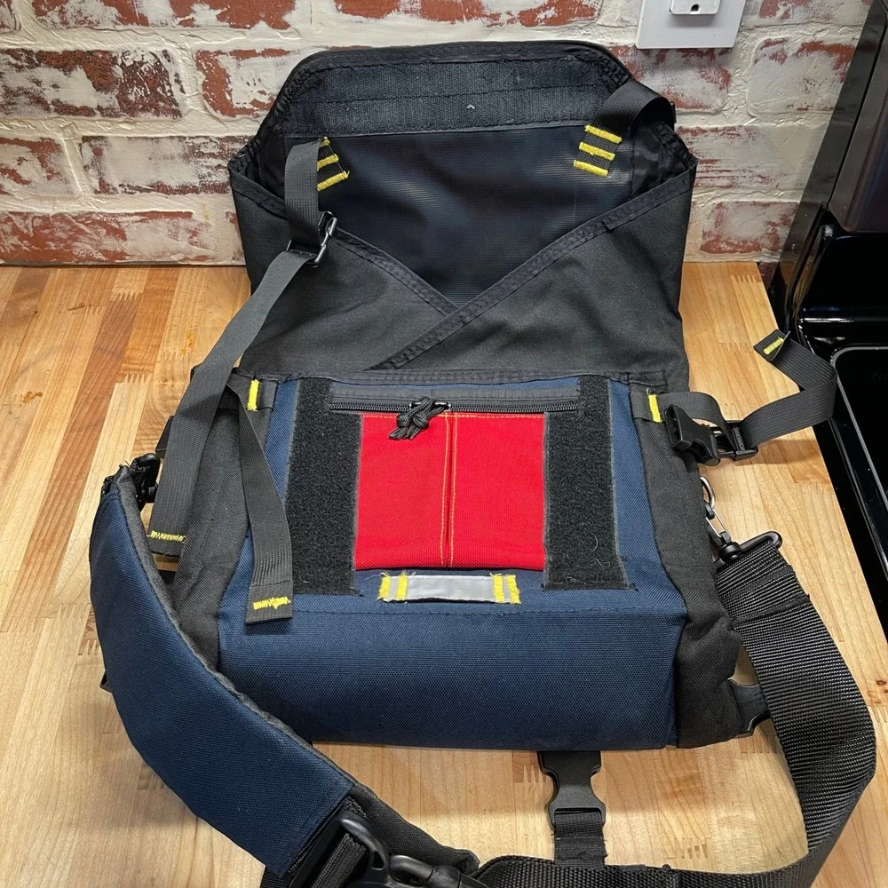 Fatsak Messenger Bag Convertible Utility BIKE Blue Black Canvas Everything Bag